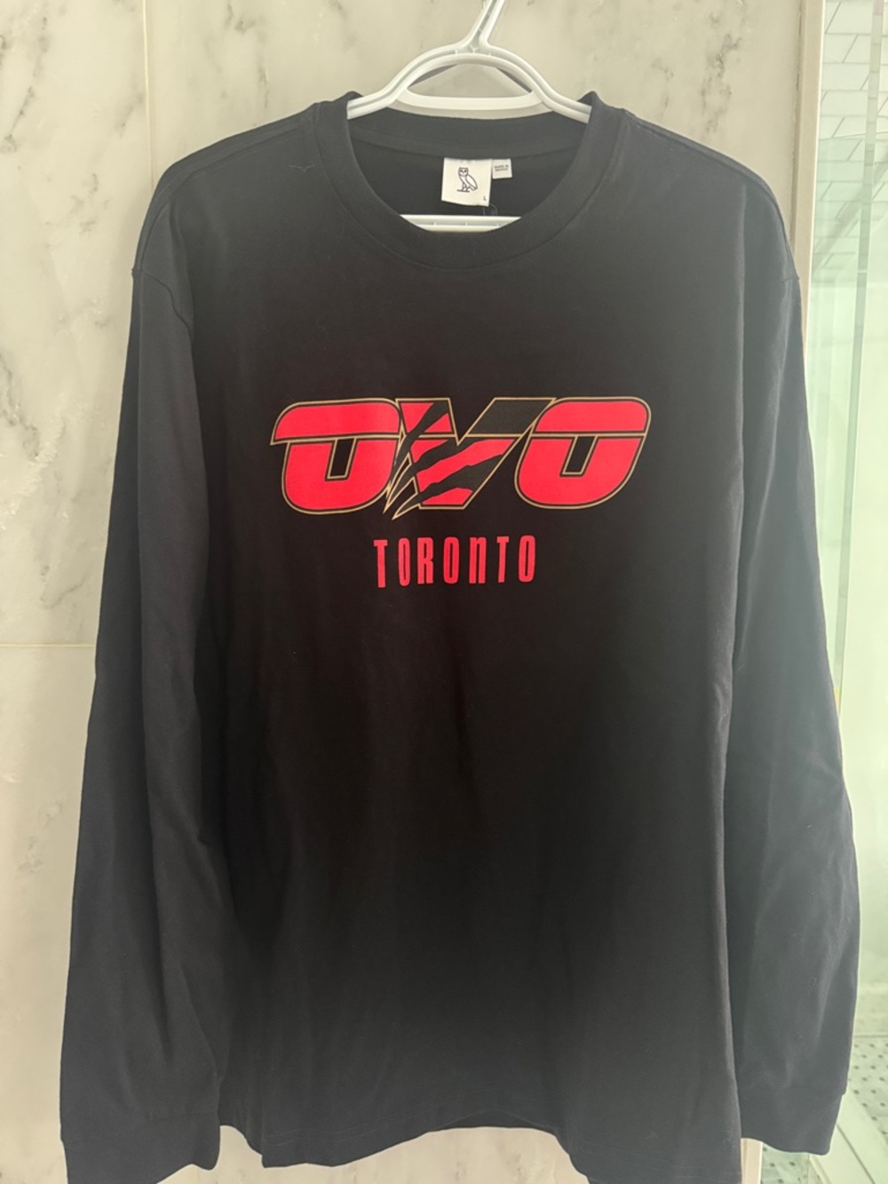 OVO Toronto Long-Sleeve Tee in Black and Red